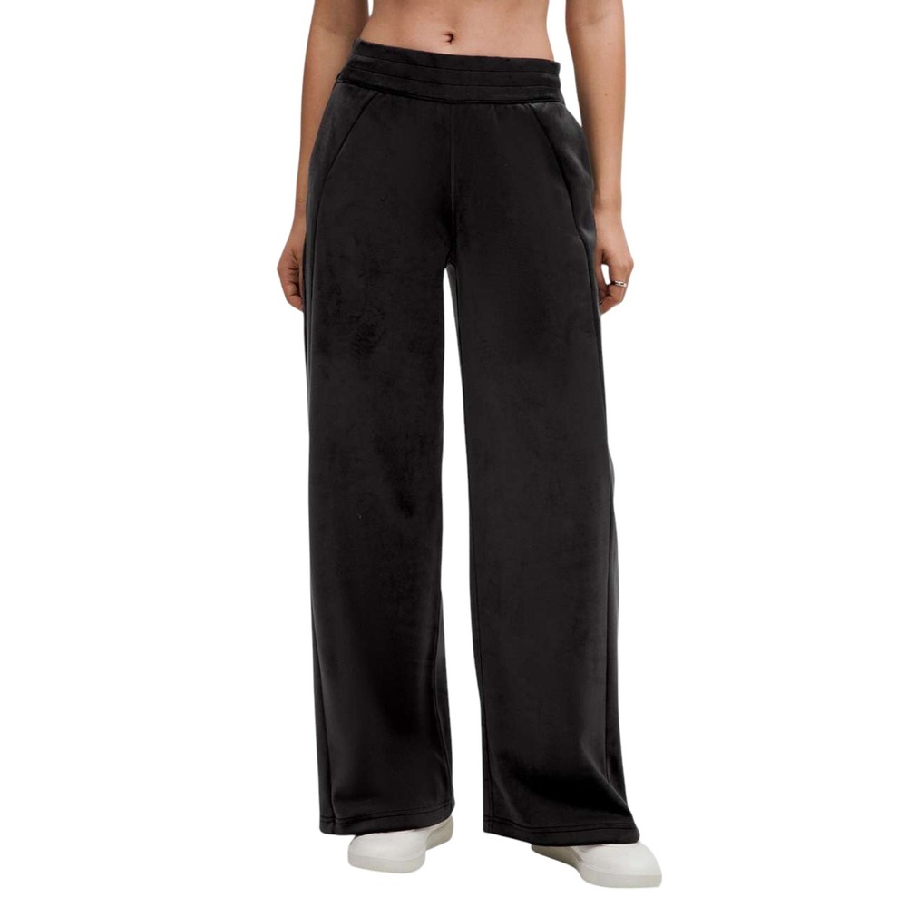 Lululemon Black Velvet Scuba Mid Rise Wide Leg Pant W5GVAS Size Small